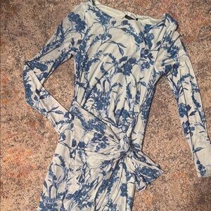 New Tommy Hilfiger Blue Floral Long Sleeve Mesh Dress 4